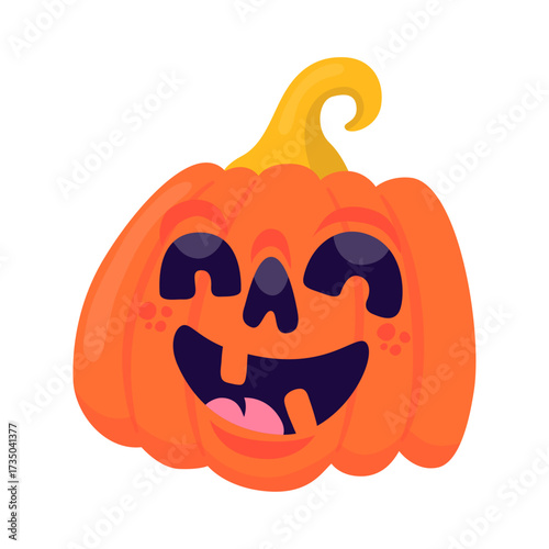 Whimsical Jack-o'-Lantern with a Wide Grin and Googly Eyes, Perfect for Halloween Decorations