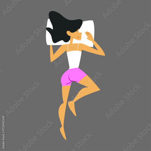 Peaceful young woman sleeping soundly on her pillow in a comfortable bed, resting