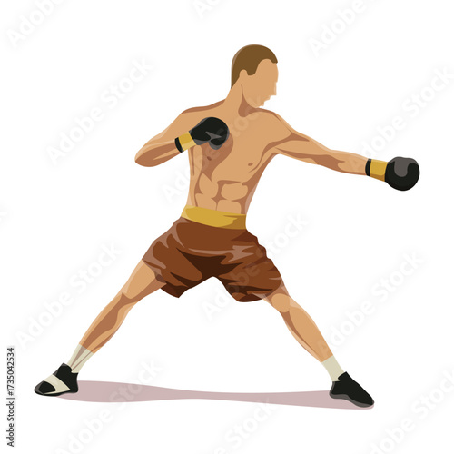 Boxing fighter in action wearing gloves and shorts, professional athlete training in sports ring