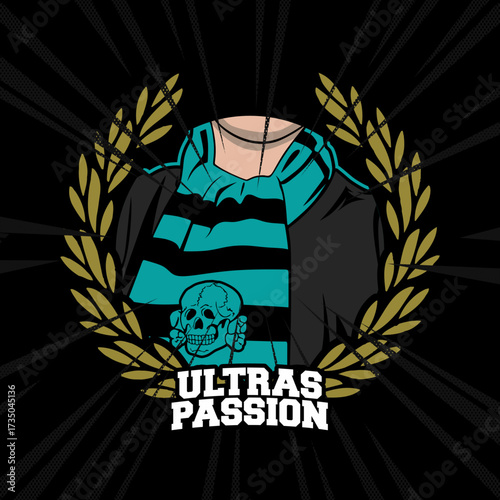 vector illustration of an ultras hooligan football passion with abstract background