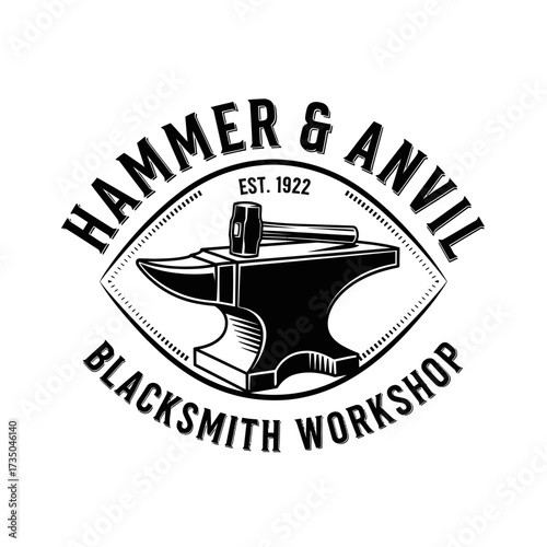 Hammer & Anvil Blacksmith Workshop logo with anvil and hammer.