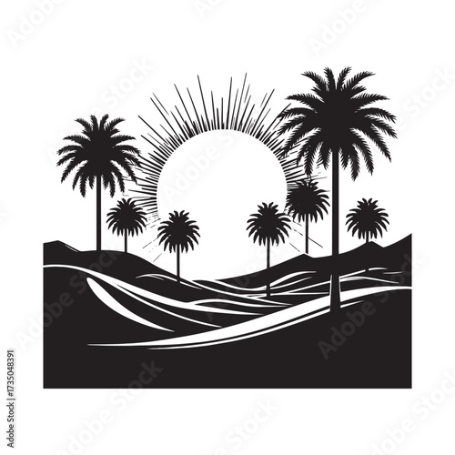  Date Palm Tree with Fruits Illustration