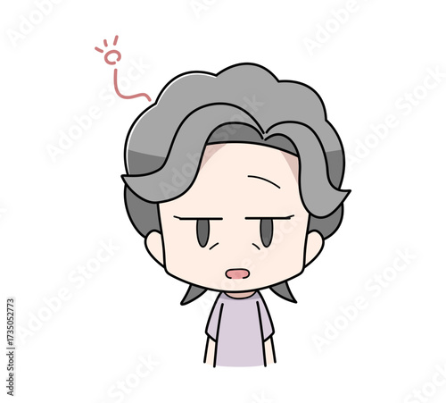 ボーっとしている高齢女性のイラスト