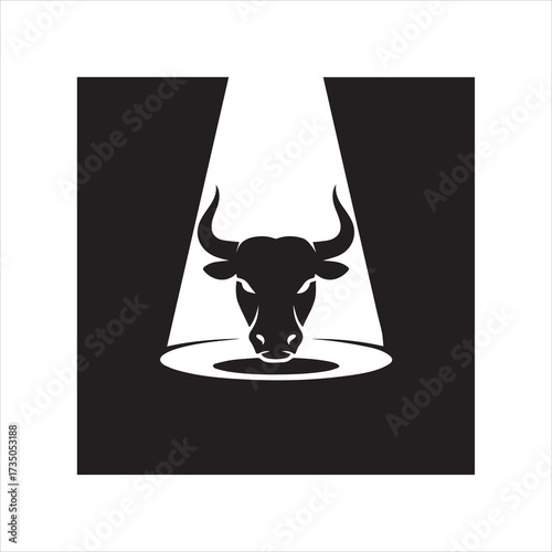 bull silhouette icon. strength and perseverance symbol. vector image of animal