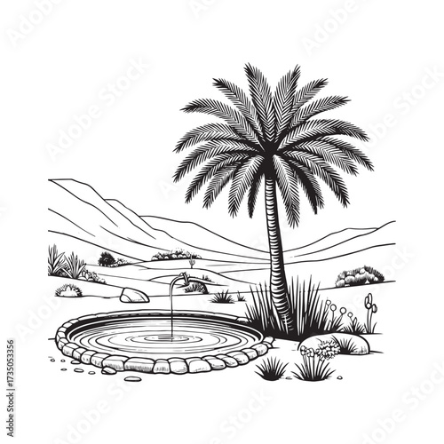  Date Palm Tree with Fruits Illustration