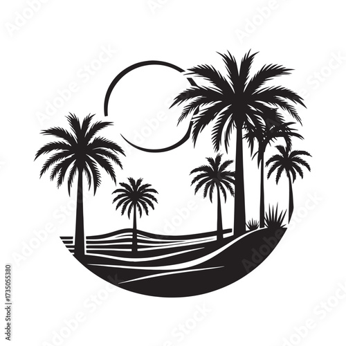  Date Palm Tree with Fruits Illustration