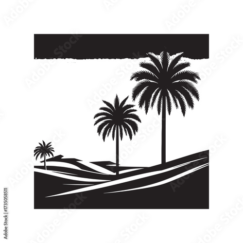  Date Palm Tree with Fruits Illustration