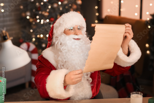 Santa Claus reading letter ...