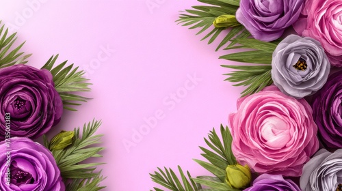 Pastel Rose Arrangement on Soft Pink Background for Springtime Celebration and Festive Creative Content