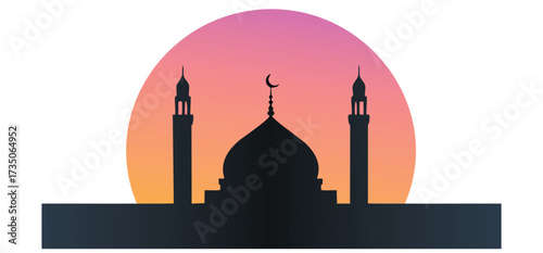 silhouette of the mosque vector, tranparant background
