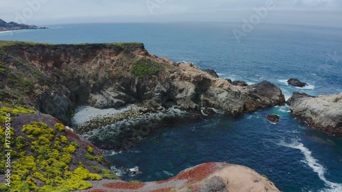 Big Sur California USA video footage of rugged Pacific coastline along Highway 1 with dramatic rocky cliffs, crashing ocean waves, and scenic seascape view of the wild California coast
