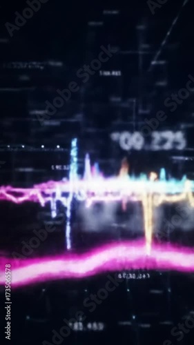 Digital Data Visualization with Sound Waveform and Numbers.