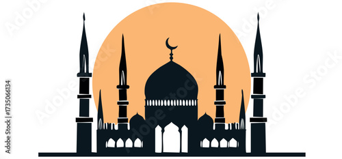 silhouette of the mosque,vector, tranparant background
