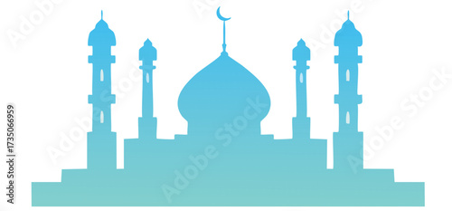 blue silhouette of a mosque