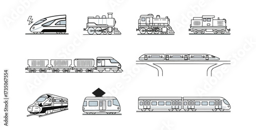 Various train types illustrations