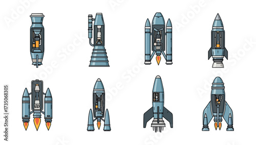 Rocket illustrations set