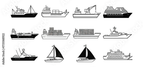 Variety of ships silhouettes
