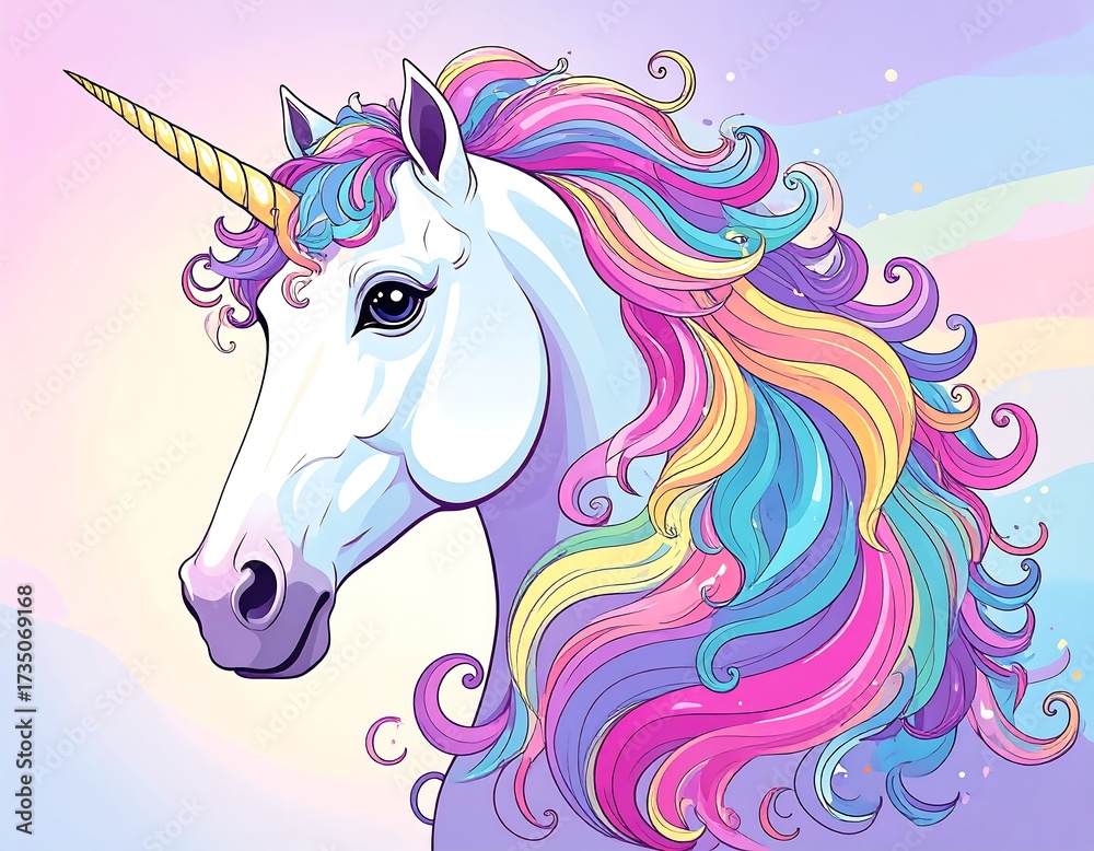 Fototapeta premium Colorful unicorn portrait