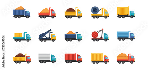 Various types of cargo trucks