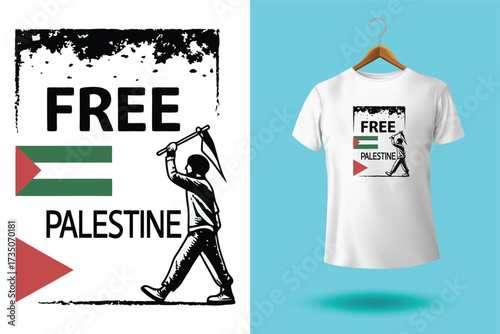 Free gaza free palestine typography t-shirt design print ready template.