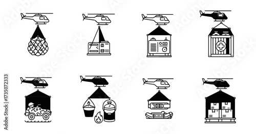Various items delivered by helicopter
