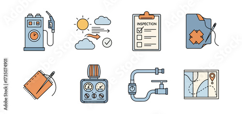 Flat design icons related to daily activities