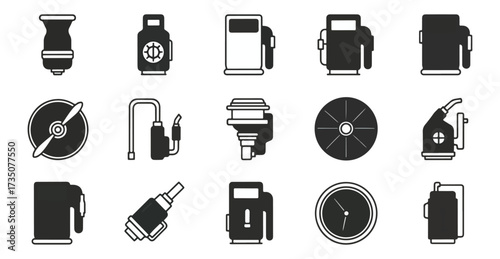 Various transportation and machinery equipment icons
