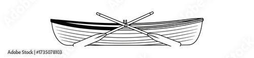 Rowboat and oars graphic isolated on black background