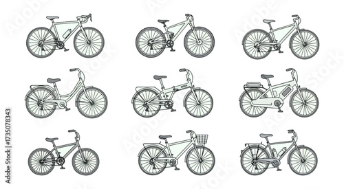 Various bicycle designs illustration