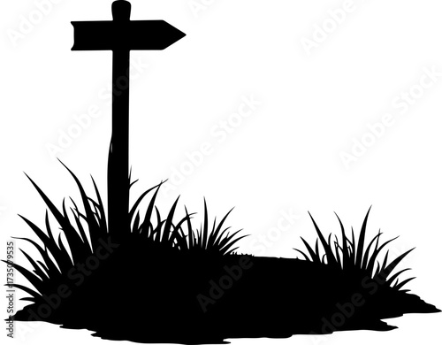 wooden sign with a cross on the grass, cross, religion, christ, symbol, crucifix, church, god, faith, sky, religious, easter, icon, catholic, illustration, gold, blue, isolated, white, spirituality, b