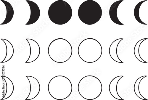 Phases of the Moon: Capturing the timeless cycle of the lunar phases, this image illustrates the celestial dance of waxing and waning, symbolizing the cosmos.