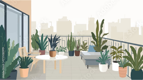 illustration of balcony and ornamental plants