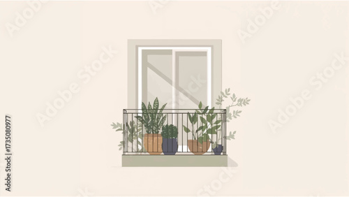illustration of balcony and ornamental plants