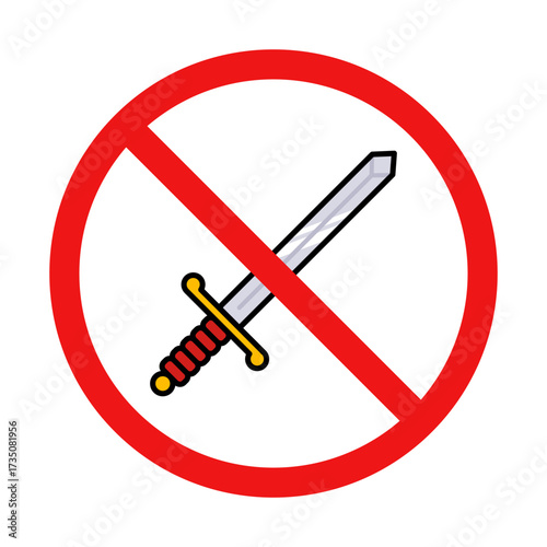 No Sword Sign on White Background