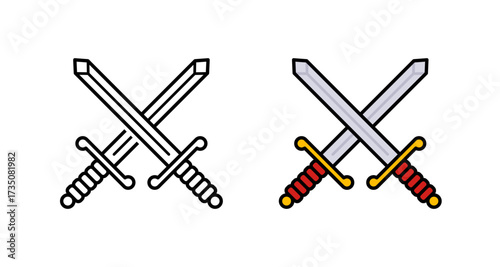 Vector Crossed Swords Flat Illustration