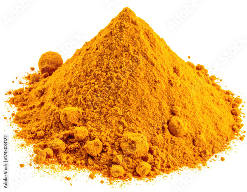 A pile of bright yellow powder with a few small, round lumps