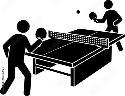 Competitive Ping Pong Players on Table Icon
