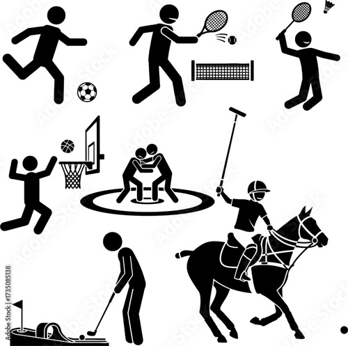 Diverse Sports, Athletics, and Competitive Games Icons Set
