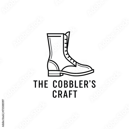 Line art illustration of a classic lace-up boot with 'The Cobbler's Craft' text, representing shoe repair and traditional craftsmanship.