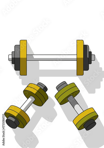 Flat Vector Illustration of Gym Fitness Weight Equipment