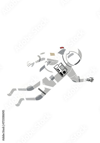 Cartoon Astronaut Floating in Space Flat Vector Illustration
