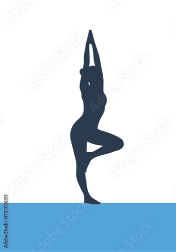 Minimal Flat Vector Silhouette of Woman in Yoga Pose