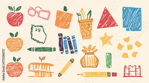 School supplies arranged neatly on a wooden desk ideal for educational websites, backtoschool promotions, or schoolrelated designs.