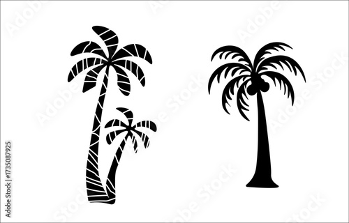 Silhouette Palm Tree Icons – Tropical Vector Set