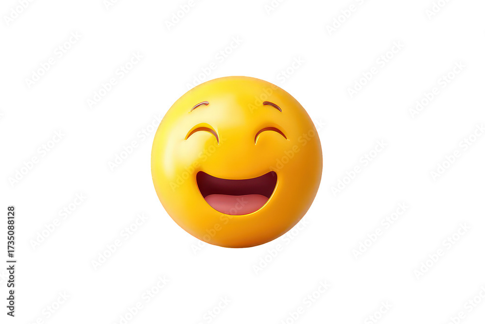 Fototapeta premium 3D Render of a Happy Yellow Smiley Face on Transparent Background