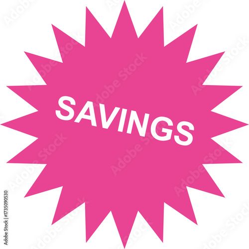 Savings flash sale sticker icon with pink background for advertising