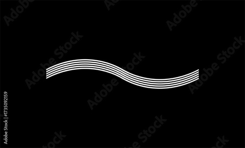  Nebula Wave Silhouette: A Powerful and Contemplative Abstract Graphic Highlighting Luminous White Parallel Waves against a Profound Jet-Black Expanse, Creating an Alluring Sense of Cosmic Mystery and