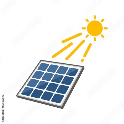 High quality Digital Illustration of Solar Panel Absorbing Sun Rays in Bright Mood