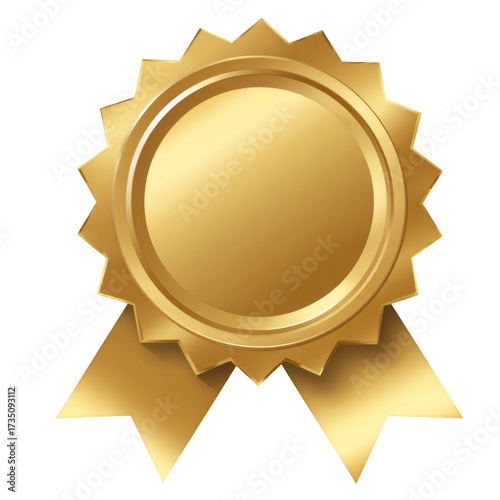 Gold seal medal icon award badge symbol vector illustration stamp certificate with ribbon banner