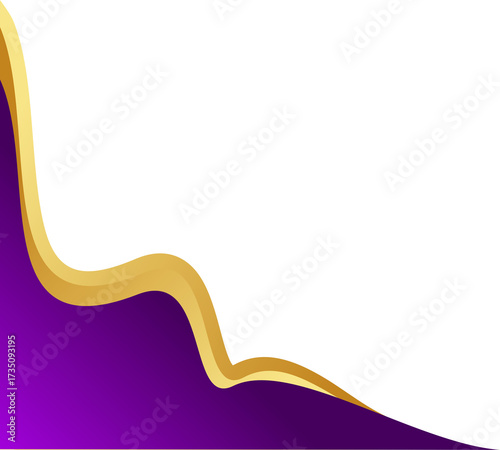 Purple Gold Curved Border Corner Design Element